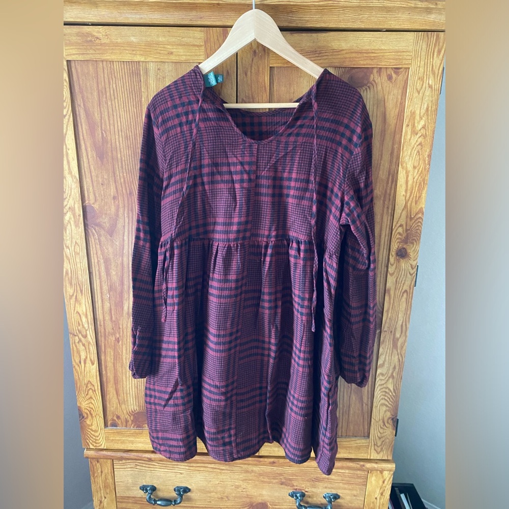 Wild Fable Red and Black Plaid Tunic